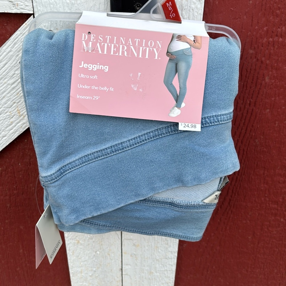 NWT Destination Maternity Ultra Soft Under The Belly Denim Blue Jean Jeggings